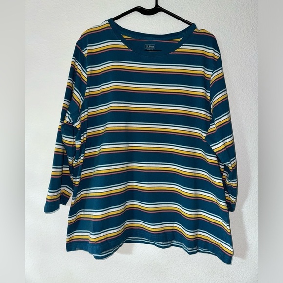 L.L. Bean Tops - L.L Bean- Women's Saturday T-Shirt, Crewneck Three-Quarter-Sleeve Stripe…
